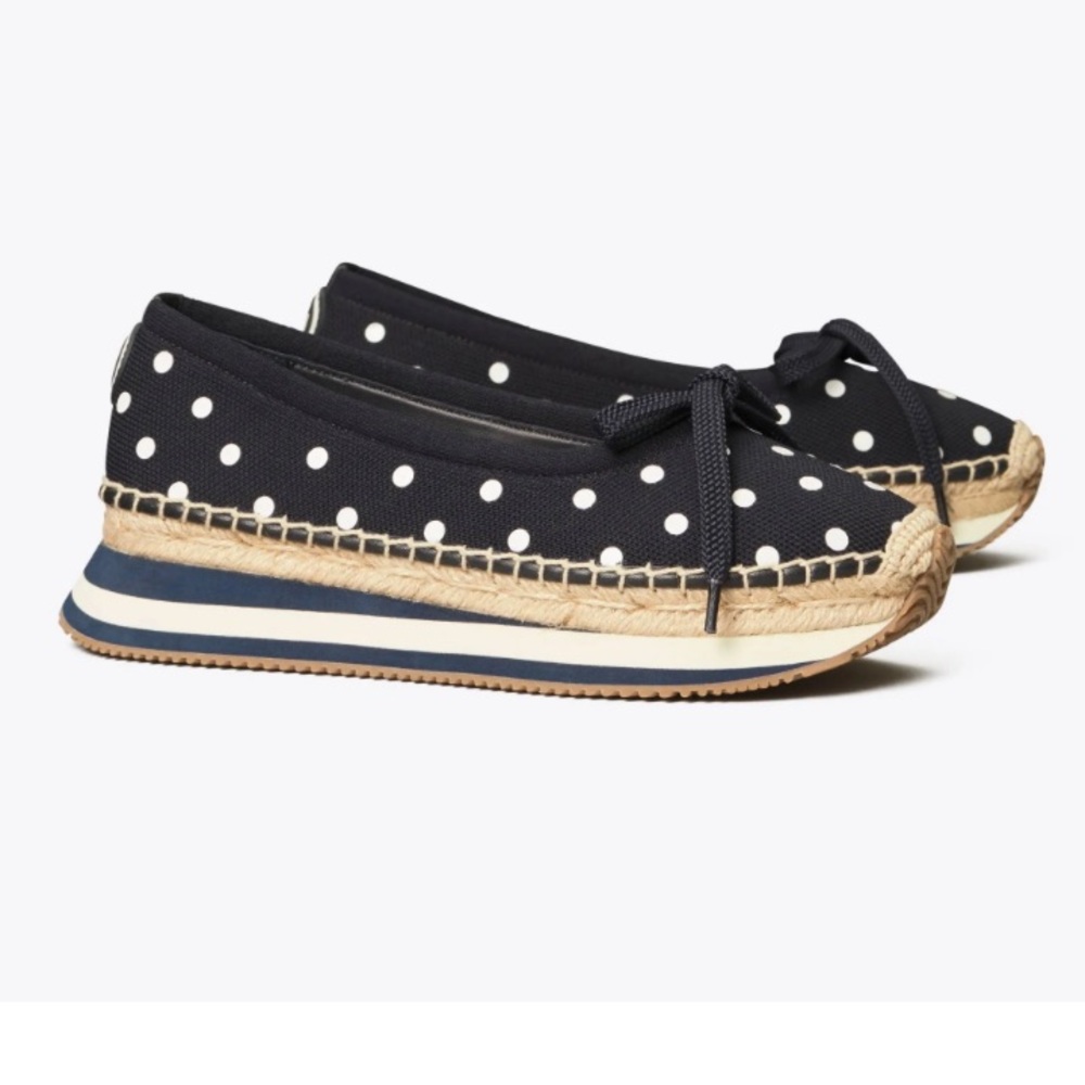Tory Burch Polka Dot Espadrilles in Black and White